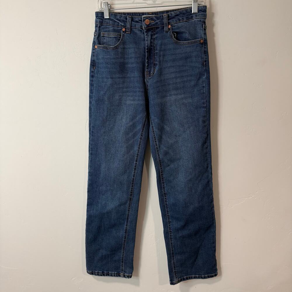 OAT Women's High Rise Straightโ Leg Jeans 6/28 Blue Denim Stretch